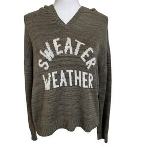 Marled Sweater Weather Hoodie Women's Size Large Green Graphic Knit Warm Casual